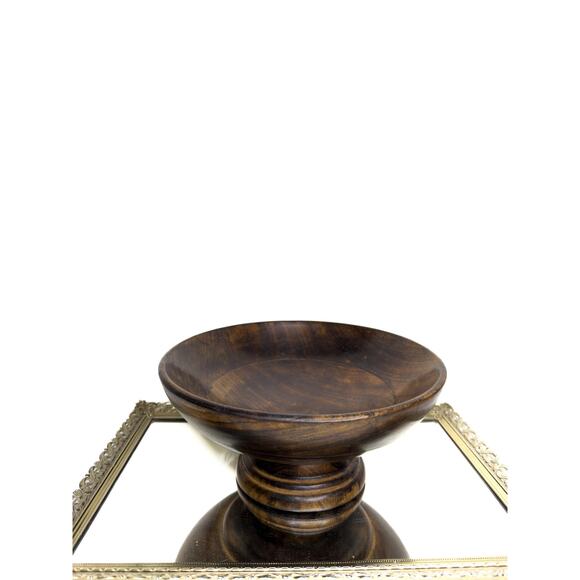 Other - Decorative Vintage Wooden Pedestal Bowl Display/Fruit Bowl Grannycore Rustic
